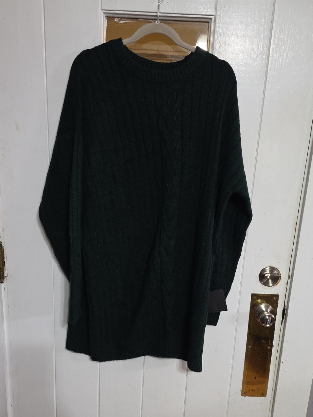 NWT Lulu's Women's Sweater Dress/Tunic Dark Green Cable Knee Length Knit Sz XXL